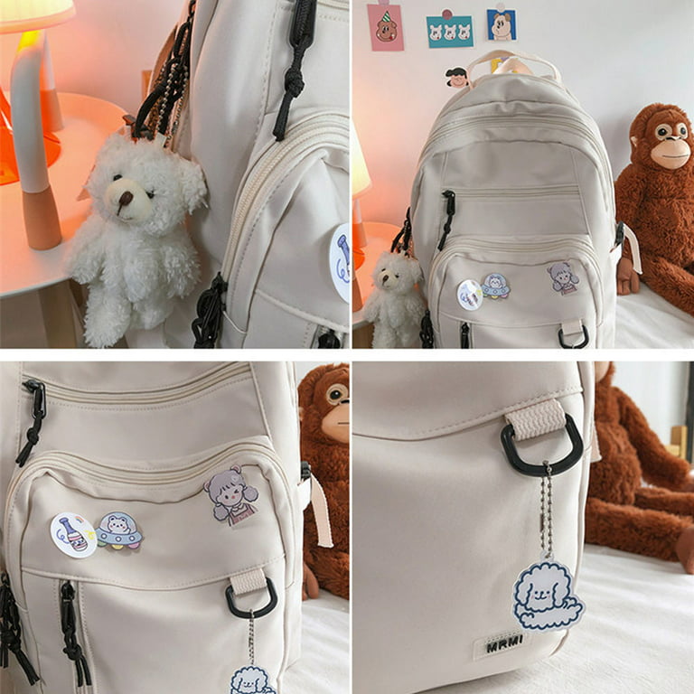 Student Backpack School Bag College With Bear Pendant