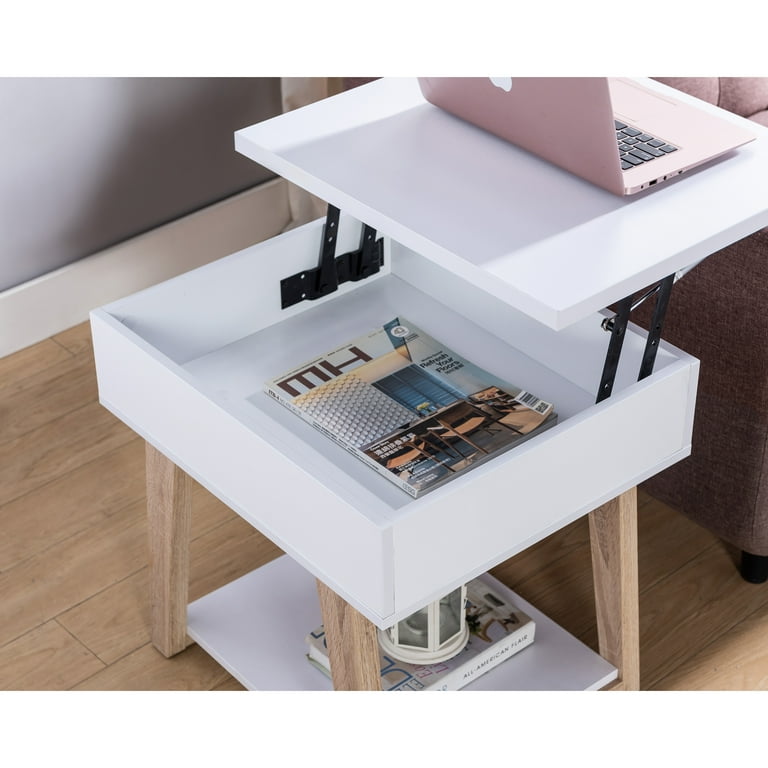 Furniture of America Sharon Multi Storage Lift top End Table White