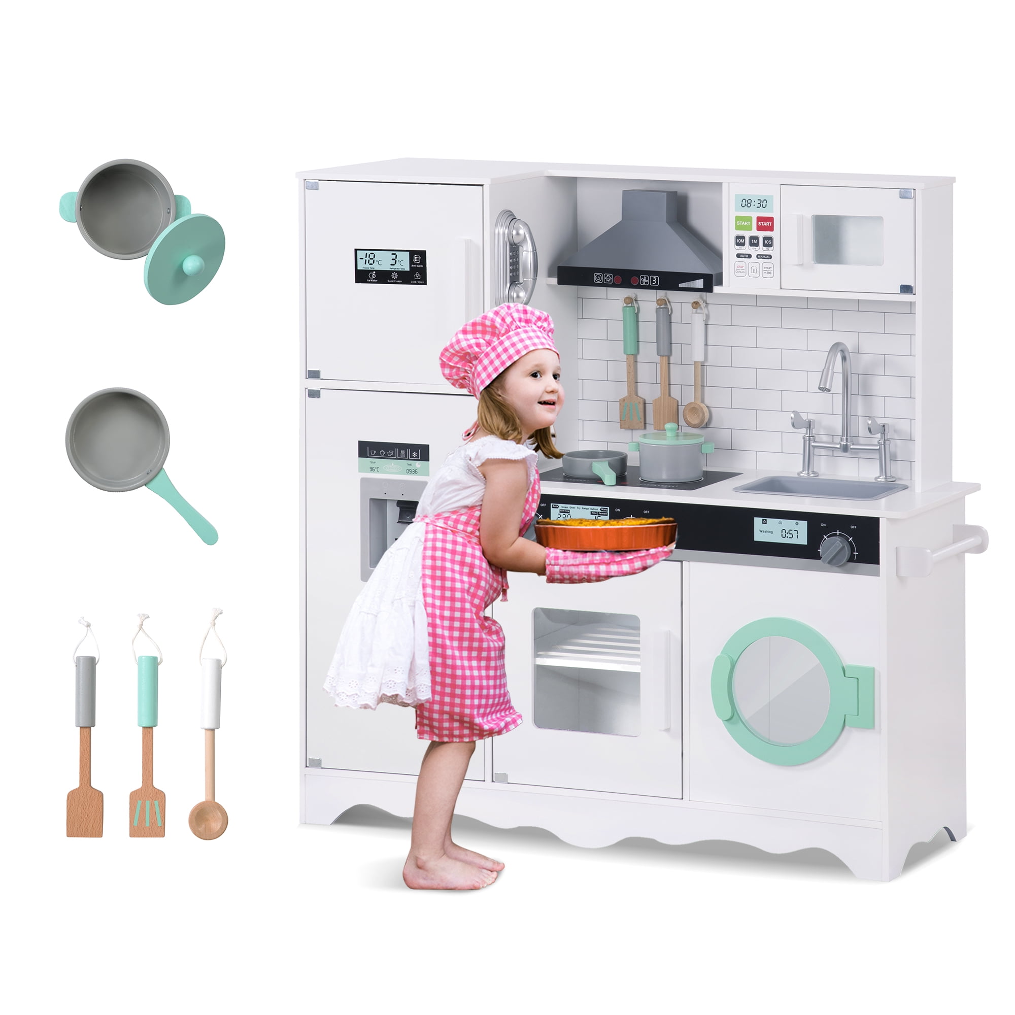 Buy Kids Kitchen Playset, Wooden Pretend Cooking Food Set Great Gift