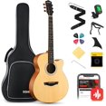 thumbnail image 1 of Donner Acoustic Guitar Kit for Beginner, 40'' Mini Jumbo Cutaway Natural, DAJ-110C, 1 of 7