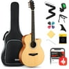 Donner Acoustic Guitar Kit for Beginner, 40'' Mini Jumbo Cutaway Natural, DAJ-110C