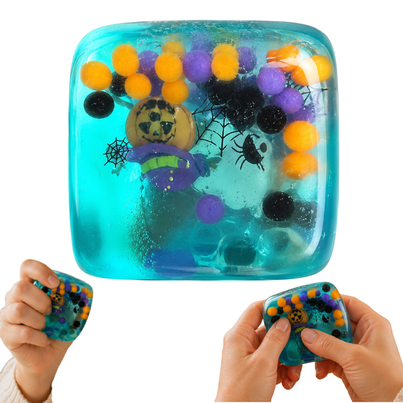 Halloween Cubes Squishies Stress Balls for Adults - Realistic Fidget Squeeze Toys for Anxiety Relief, Slow Rising Sensory Dough Ball Party Favors & Gifts,Blue