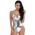 thumbnail image 3 of vastwit Women's Shiny Metallic Bikini Bodysuit Cami Dance Leotard Monokini Swimsuit Silver XL, 3 of 7