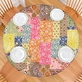 thumbnail image 2 of Pioneer Flower Floral Print Pattern Round Fitted Tablecloth with Elastic Edge,Dining Table Cover Waterproof,Outdoor Round Tablecloth for Camping,Dining,Indoor and Outdoor, 2 of 7