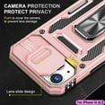 thumbnail image 4 of Heavy Duty Case for Apple iPhone 14, Military Grade Dual Layer Hybrid Cushioning Rubber Bumper Protector with Slide Camera Protector, Built-in 360 Degree Swivel Stand -Rose Gold, 4 of 16
