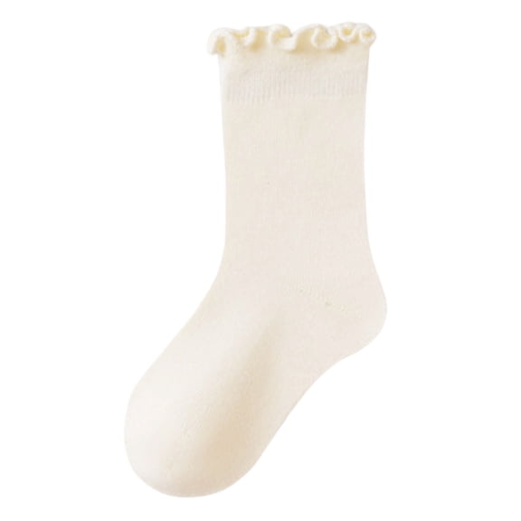 RFQWOVSR Baby Cotton Ruffle Crew Socks in Solid Colors