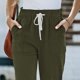 thumbnail image 4 of Pantalones de pierna recta Polyetser Pantalones casuales transpirables con cordón en la cintura para mujeres y niñas, 4 of 6