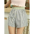 thumbnail image 4 of ZAXARRA Women Elastic Waist Shorts Casual Summer Patchwork Stripe Print Short Pants for Beach Nightclub Streetwear, 4 of 9