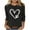 Black-Heart, variant on Womens 3/4 Sleeve Tops Hearts Floral Printed Graphic Base Tee Shirts Crew Neck Casual Spring Fall Summer Tshirts (XL, Black-Heart)