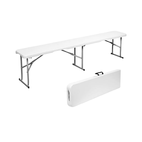 New Home Era 6 feet Plastic Folding Bench - Portable Bench Used for Indoor, Outdoor, Picnic, Party, Camping, Dining Seat, Garden Soccer Multipurpose Entertaining Activities, White (2, 6 Feet)
