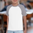 thumbnail image 2 of XIMIN Boys Raglan Short Sleeve Shirt - Casual Crewneck Kids Tee Pullover Tee T-Shirt Kids Top for Summer Play Everyday Outfit (Grey, 12-18 Months), 2 of 4