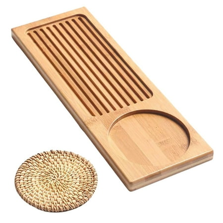

Solid Bamboo Wood Tea Tray Rattan Mat Bamboo Trays Coffee Tea Dessert Serving Tray for Hotel Tea Plate Accessories B