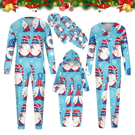 

Feancey Christmas Onesie Pjs for Family Santa Claus Print Cute Hooded One Piece Pajamas Casual Long Sleeve Zip Up Jumpsuit for Men Women Kid Baby Daily Deals Clearance Light Blue
