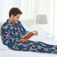 thumbnail image 6 of Naloa Lilies Flowers Men’s Pajamas Set - Long Sleeve Button Down Sleep Shirt and Pajama Bottoms Sleepwear Set-XX-Large, 6 of 7