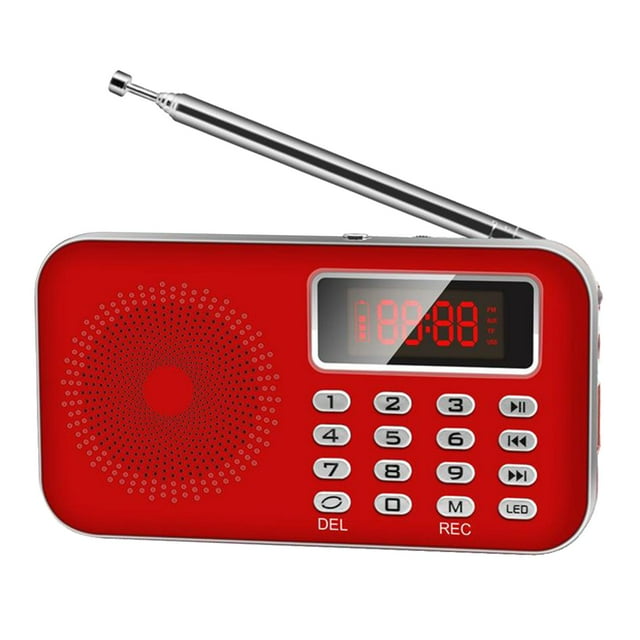 Receptor de Radio Portátil USB TF FM Reproductor de Música Recargable Soledad Rojo