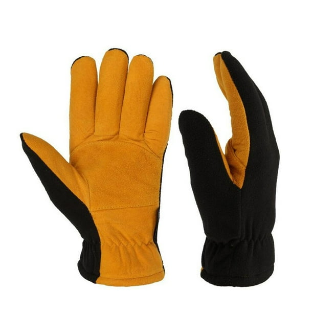 Wosthever Guantes cálidos de invierno Guante de cuero a prueba de viento Esquí Calentador de manos Resistente al desgarro Manoplas de Suministros térmicos S