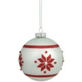 thumbnail image 4 of Northlight Glittered Snowflake Glass Christmas Ball Ornament - 4" - White and Red, 4 of 4