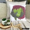 thumbnail image 3 of White Accent Pillow, Mediterranean Floral Cushion Cover, 12x12 inch (30x30 cm) Pillow Cover, Linen Pillow Cover, Ocean Beach Theme Multi Colored Beads, Sea - The Fishy Way, 3 of 10