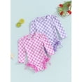 thumbnail image 4 of Musuos Kid Girls One-pieses Beach Swimwear 6 12 18 24M 3 4Y Long Sleeve Checkerboard Print Ruffle Zipper Romper Bathing Suit, 4 of 10