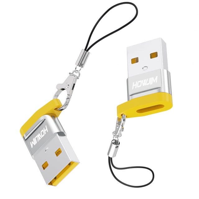 Adaptador USB a USB-C HOWJIM, carga rápida 3A, 480 Mbps, paquete de 2