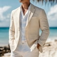 thumbnail image 5 of Purcolt Linen Blazer Men Casual Lightweight 2 Button Sport Coat Summer Wedding Beach Groom Prom Tuxedo Suit Jackets, 5 of 7