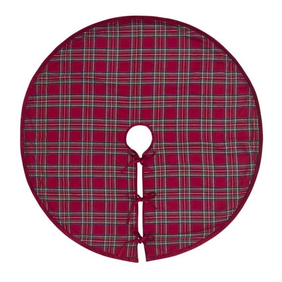 My Texas House Angie Red Plaid Christmas Tree Skirt, 60"