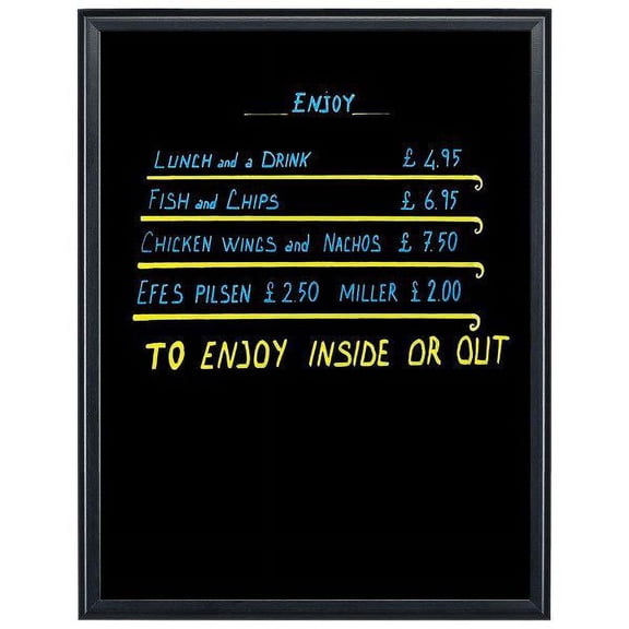Write On Board - Dry Wipe 18"w x 24"h Writable Area Black Frame, Black Surface