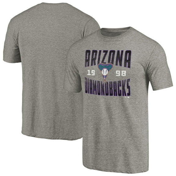 Men's Gray Arizona Diamondbacks Cooperstown Collection Antique Stack Tri-Blend T-Shirt