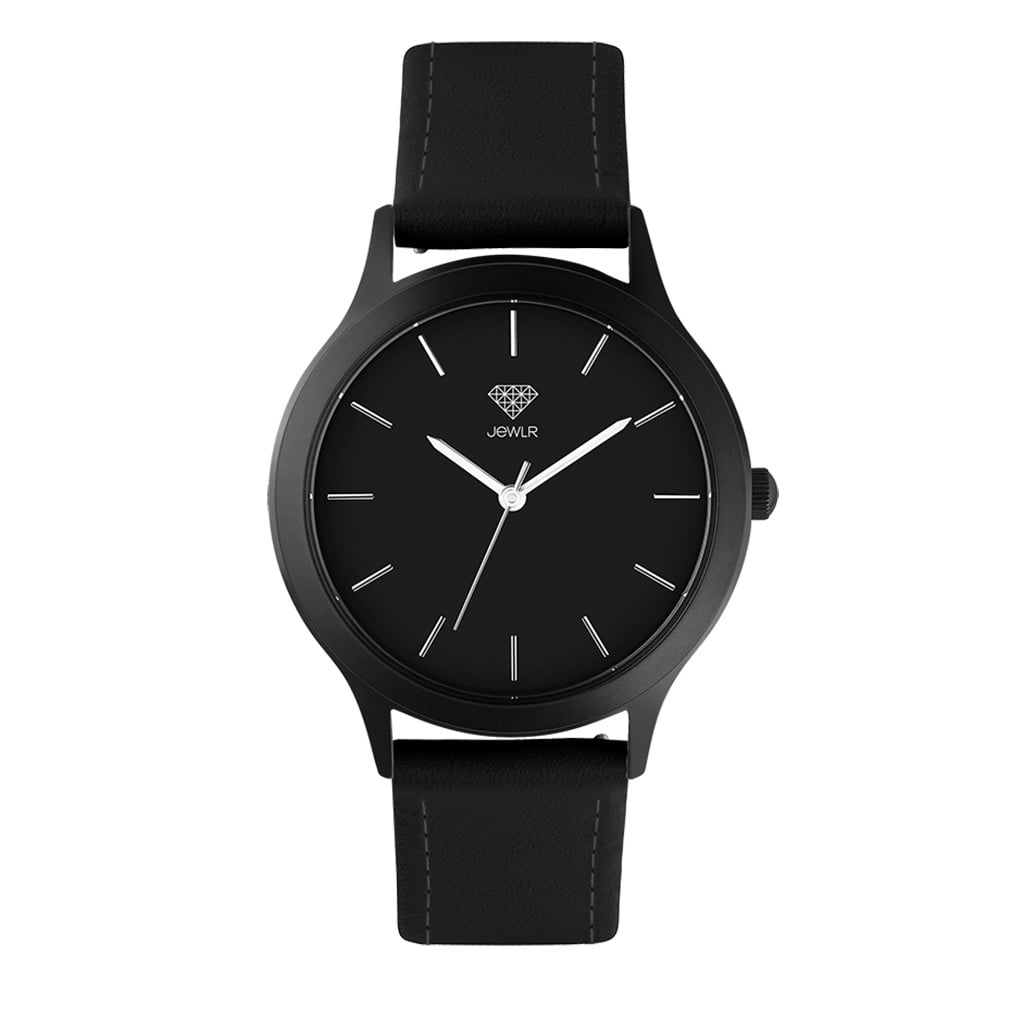 Jewlr Men s Dress Watch 36mm Midtown Black Case Black Dial Black Leather Other 36mm