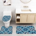 thumbnail image 4 of FMSHPON Ombre 4 Piece Bathroom Set Shower Curtain Bath Rug Contour Mat and Toilet Lid Cover, 4 of 7