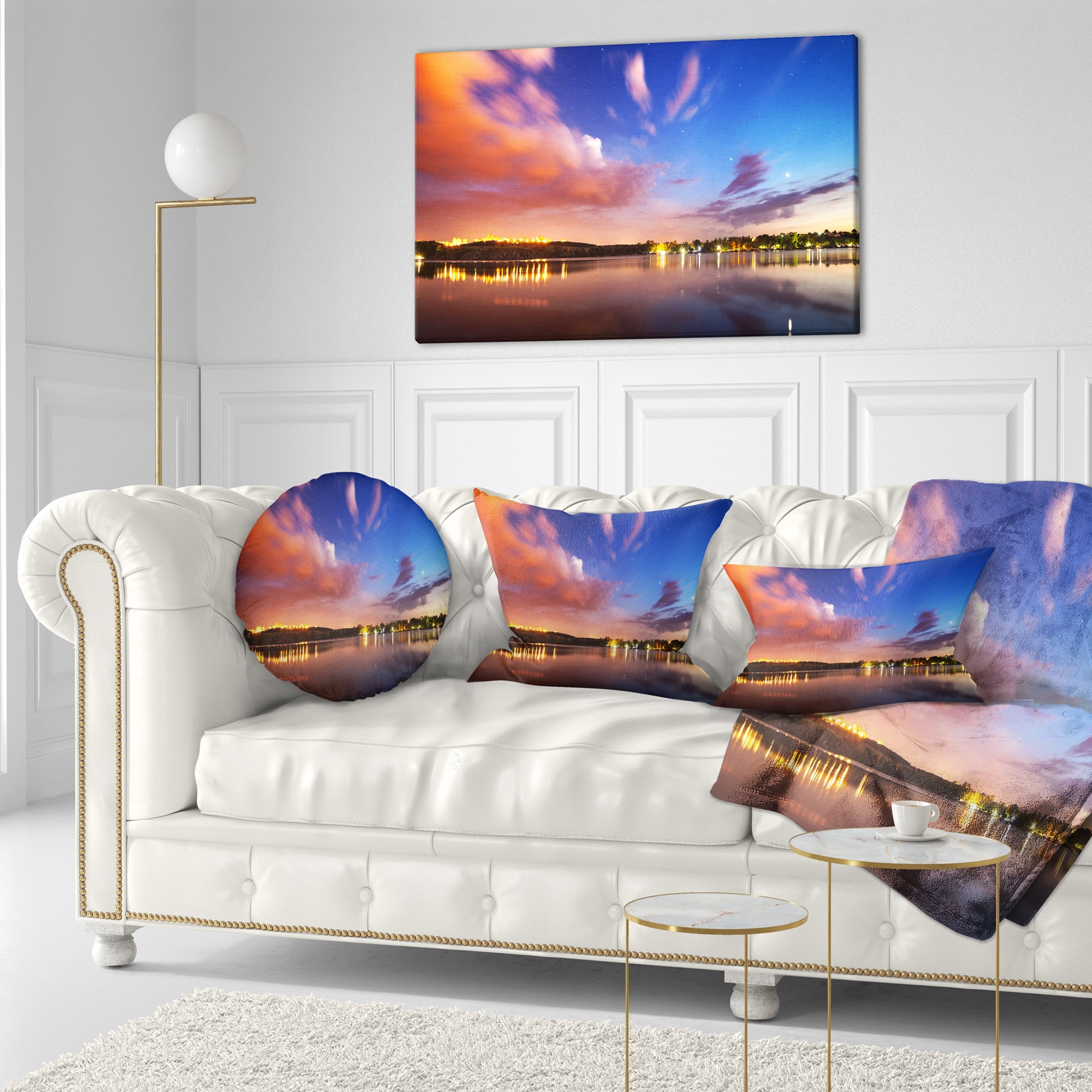 Designart Delighted Reflection in River - Landscape Photography Throw Pillow - 12x20