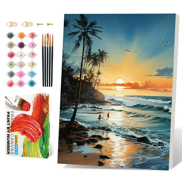 Kit de pintura por números PRASIO Framed Beach 41x51 cm