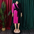thumbnail image 3 of AURA Plus Size Women 2026 Elegant Color Block Strap Pleated High Waist Midi Dress, 3 of 10