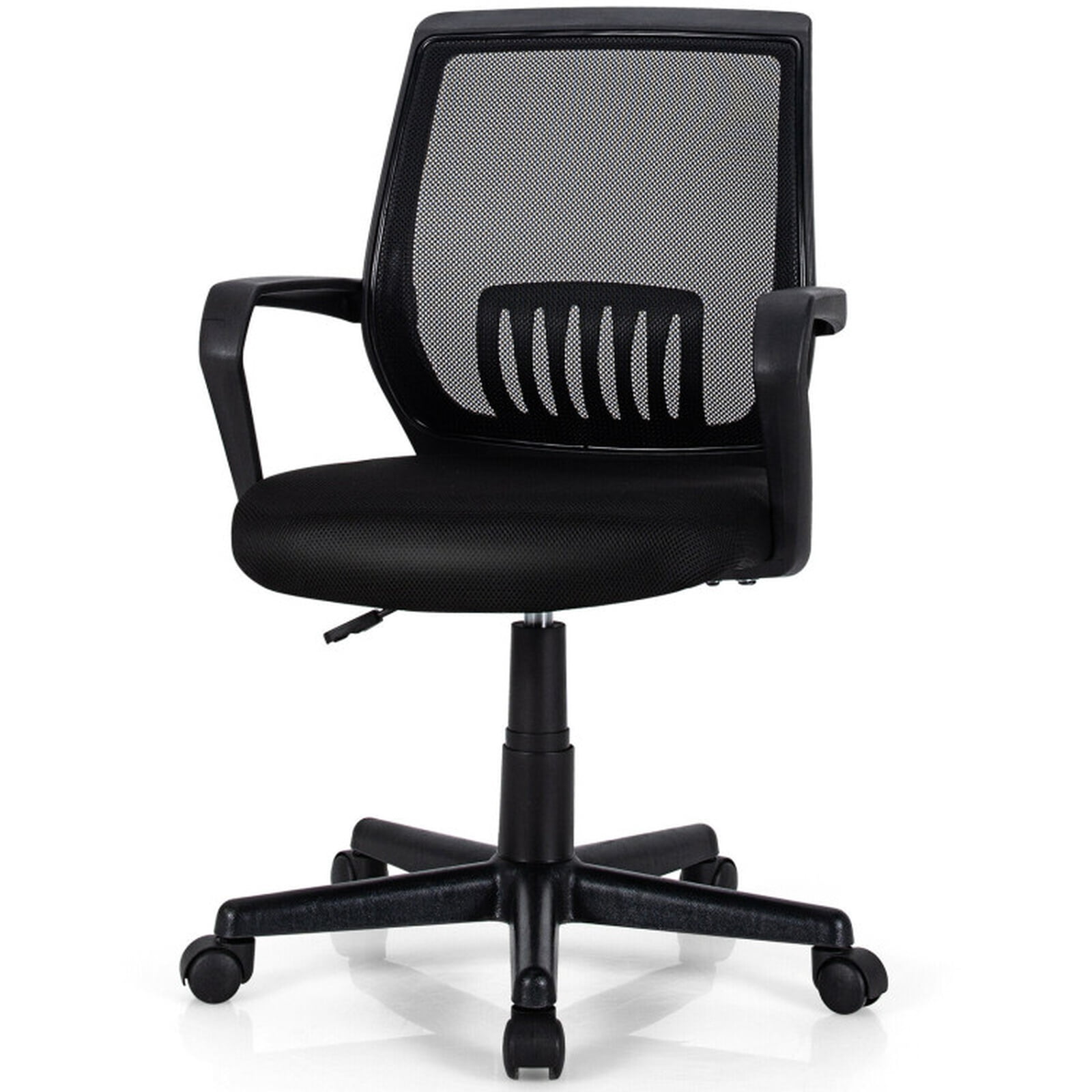 Furnibear Ergonomic Mesh Office Chair with Lumbar Support, Mid-Back Swivel Executive Desk Chair Adjustable Height for Home Office, Black