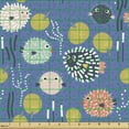 thumbnail image 2 of Ambesonne Nautical Fabric by the Yard Upholstery, Hedgehogs Underwater Art, 1 Yard, Dark Ceil Blue and Apricot, 2 of 5