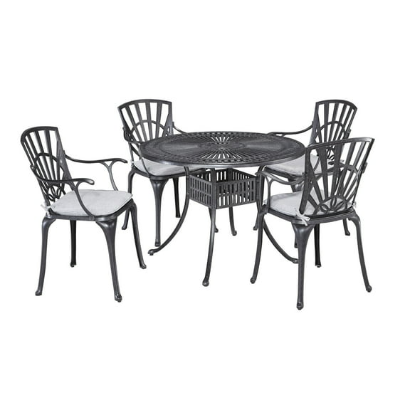 Homestyles Grenada Aluminum 5 Piece Outdoor Dining Set in Charcoal