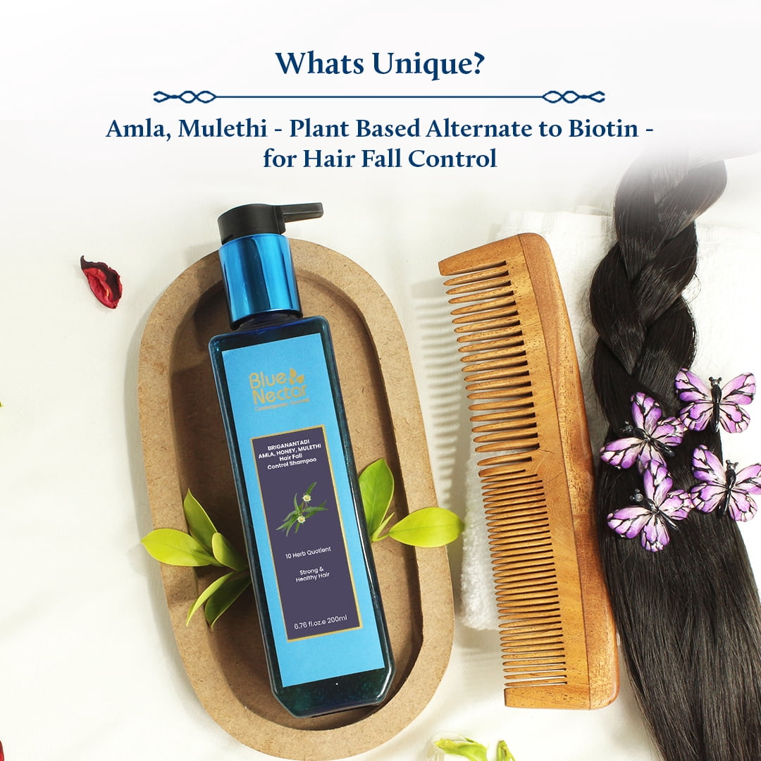 Blue Nectar Hair and Healthy Scalp Cleanser Shampoo for damaged hair (10 Herbs, 6.76 Fl oz)