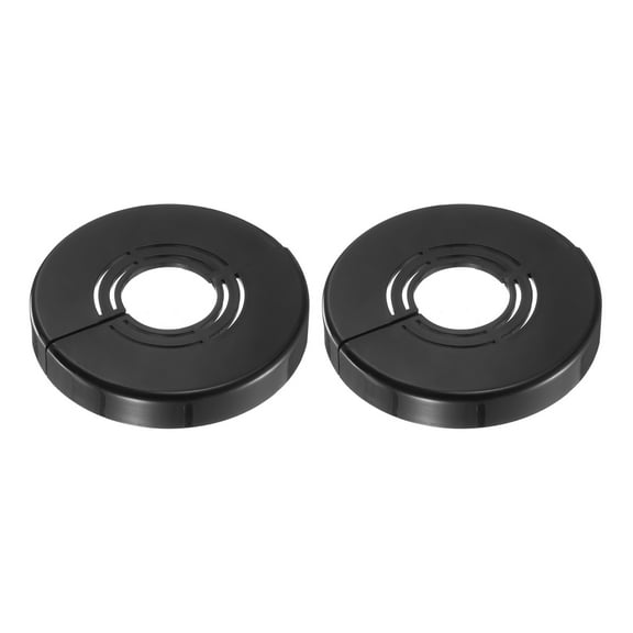 Wall Split Flange, 2 Pcs 62x10 mm - Cuttable ABS Round Escutcheon Plate Cover Buckle, Shower Arm Flange for 20/25/33mm(0.8/1.0/1.3 Inch) Water Pipe Faucet Decoration (Black)