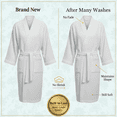 thumbnail image 5 of Lotus Linen Lightweight Waffle Robe for Men - Lightweight Cotton Blend Spa Bathrobe, White Large, 5 of 7