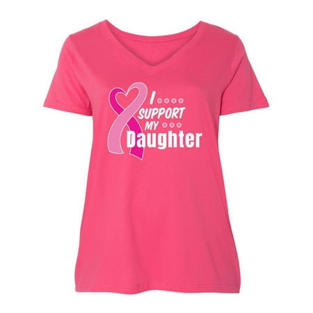 

Inktastic Breast Cancer Awareness I Support My Daughter Pink Ribbon Women s Plus Size V-Neck