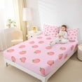 thumbnail image 4 of Homewish Peach Bed Sheets,Summer Fruit King Sheets,Pink Green Sheet Set For Girls,Ultra Soft Home Decor,4-Piece, 4 of 7