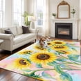 thumbnail image 2 of 8x10 Area Rugs for Living Room, Sunflowers Non Slip Area Rugs for Kitchen Bedroom Entryway, Yellow Floral Summer Botanical Elegant Pastoral Washable Carpet Runner Rug Floor Mats for Bedroom, 2 of 8