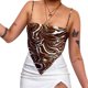 thumbnail image 1 of Camiseta Sin Mangas De Tirantes Camisola de banda impresa con dobladillo de pañuelo para mujer (Marrón M) Cgtredaw Para estrenar, 1 of 1