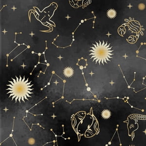 (2 pack) 1 Yard 100% Cotton Zodiacs, Multi-color, 44" Wide for Quilting & Sewing by David Textiles