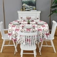 thumbnail image 2 of Pink Baseballs and Bows Pattern Round Tablecloth 60"x60",Wrinkle Wipeable Table Cloth for Kitchen Dining Room Picnic Patio Party, 2 of 6