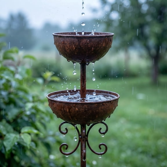Bee Butterfly Feeder 2-Layer Bird Bath Rainwater Collector Easy Install Clean Automatic Circulation Pollinator Watering Station Outdoor Garden Decor