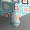 thumbnail image 5 of Blue Geometric Flower Diamond Pattern Square Tablecloth,Waterproof Square Table Cover,Wipeable Spillproof Washable Table Cover for Home Kitchen Party Decor 52"x52"(132x132cm), 5 of 6