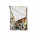 thumbnail image 2 of Oil Painting Soft Flannel Fleece Throw Blanket, Santorini Greece Cityscape Summer Town Mediterranean Coast Holiday Aerial, Cozy Plush for Indoor and Outdoor Use, 70" x 90", Multicolor, by Ambesonne, 2 of 6