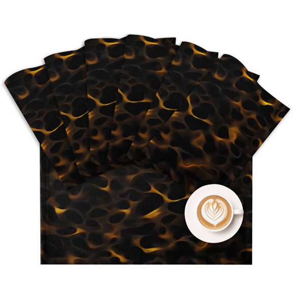 Placemat Abstract Golden Wave Placemats for Dining Table Black Modern Art Washable Table Mats for Party Kitchen Dining Decoration