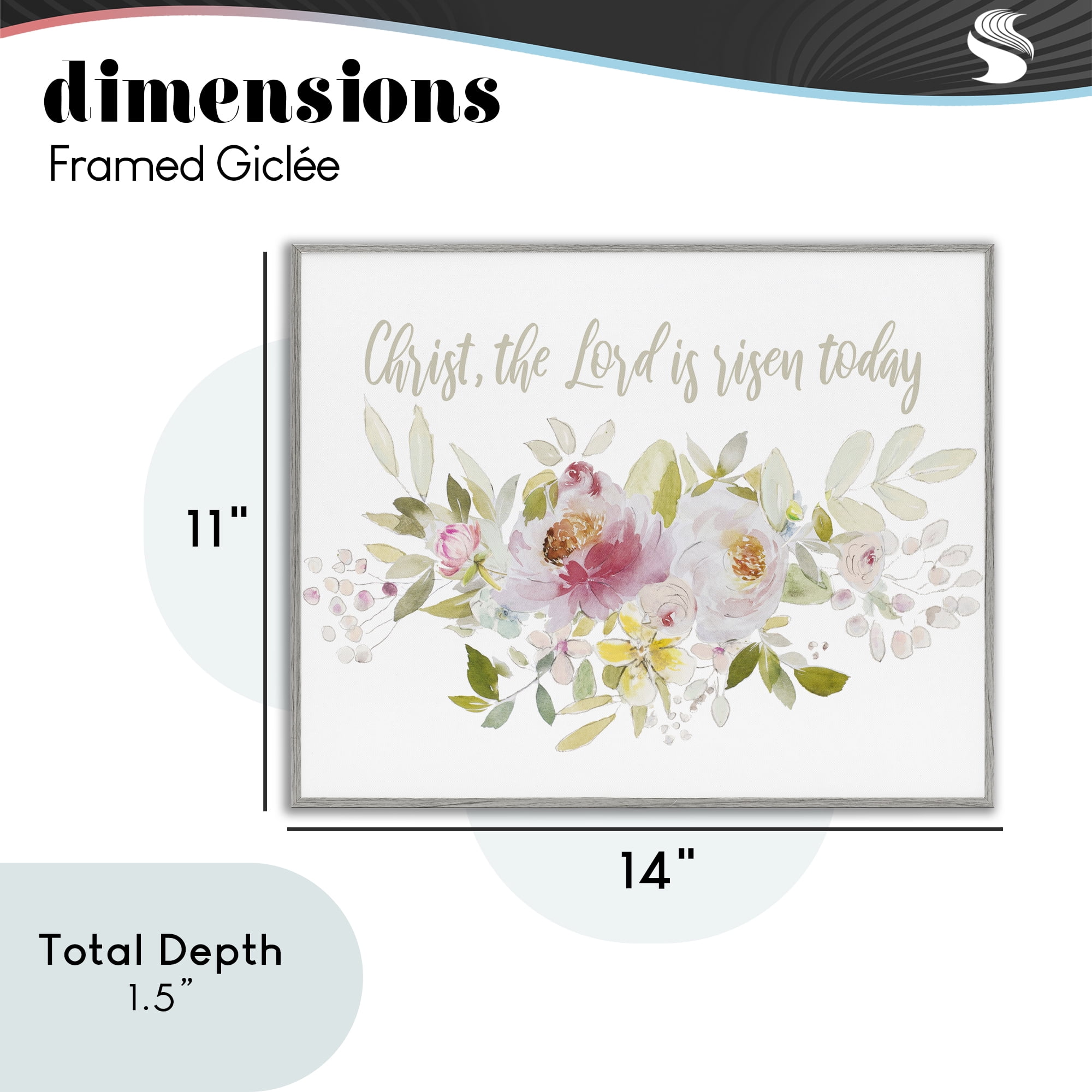 Stupell Industries The Lord Is Risen Florals Gray Framed Giclee Art, design by Patricia Pinto